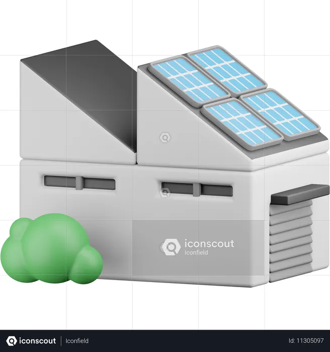 Fábrica ecológica  3D Icon