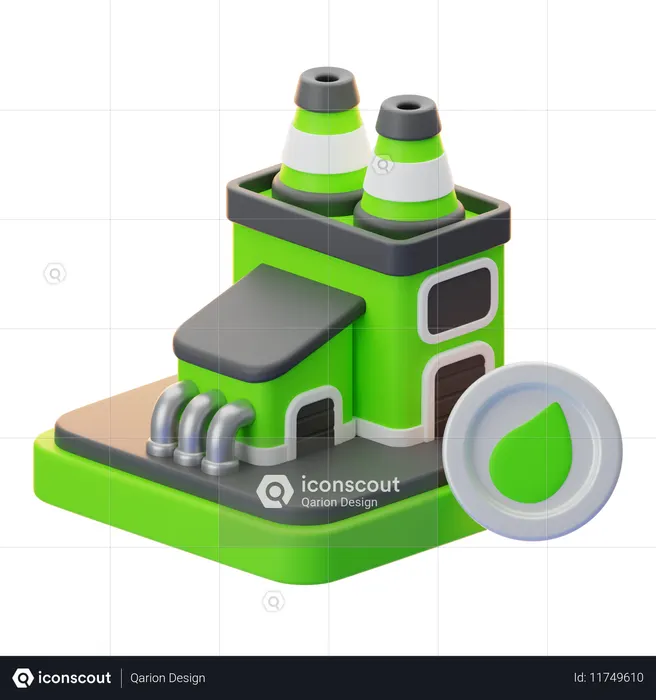 Fábrica ecológica  3D Icon