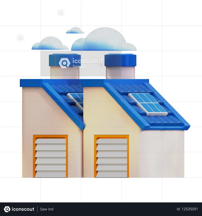 Fábrica ecológica  3D Icon