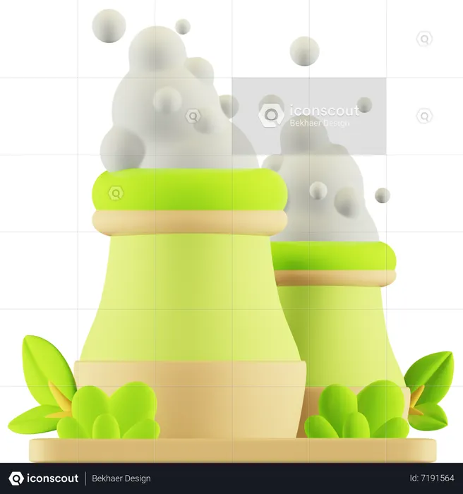 Fábrica ecológica  3D Icon