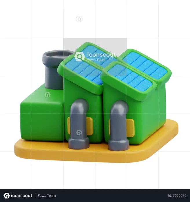 Fábrica ecológica  3D Icon