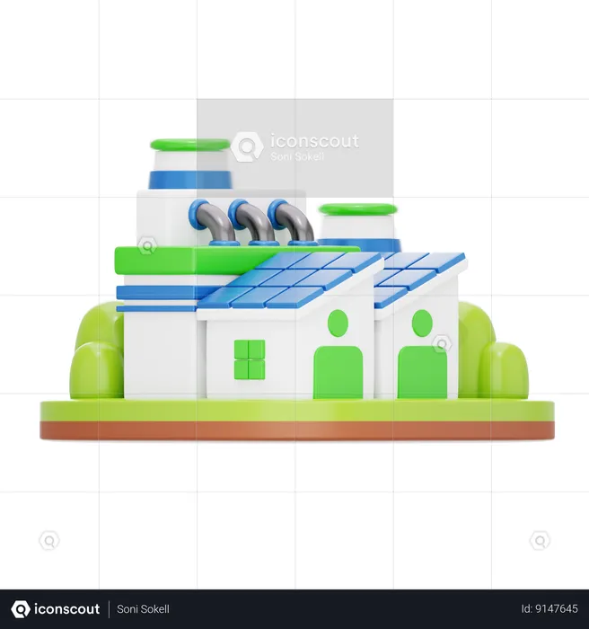 Eco Factory  3D Icon