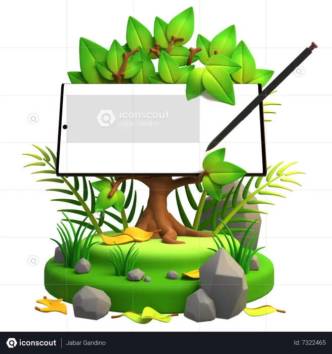 Eco Green Mobile Mockup  3D Illustration