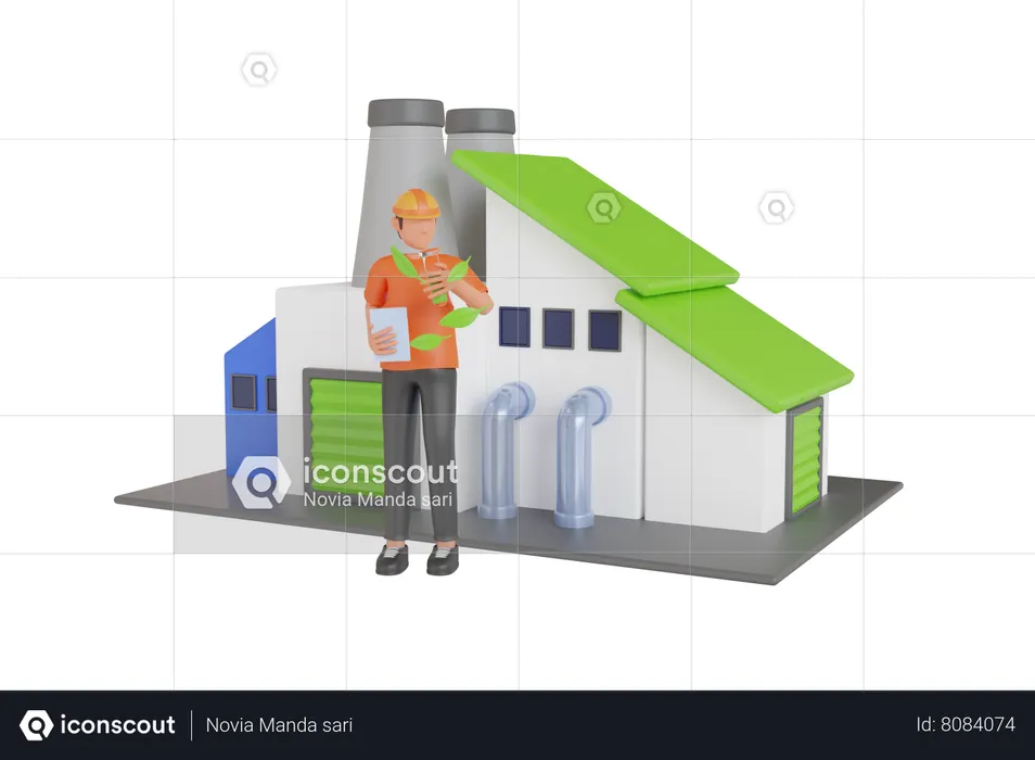 Eco Industrial Development  3D Illustration