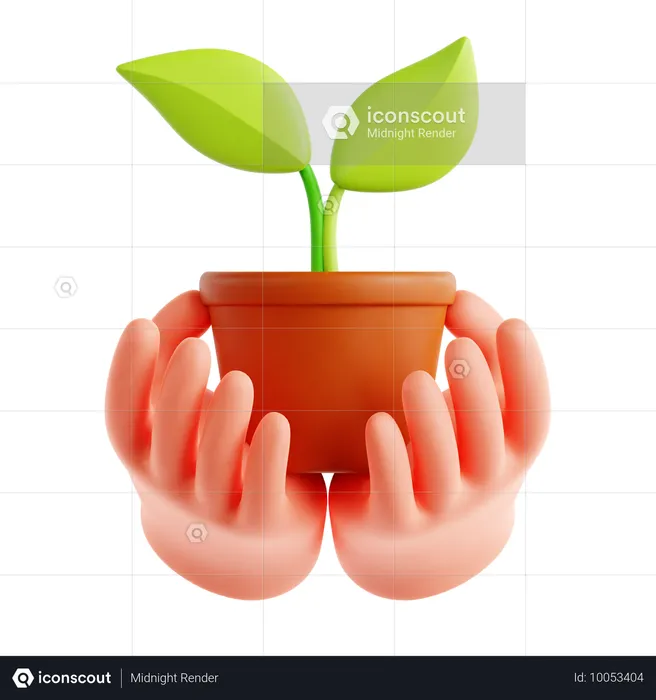 Eco Plant On Hand  3D Icon