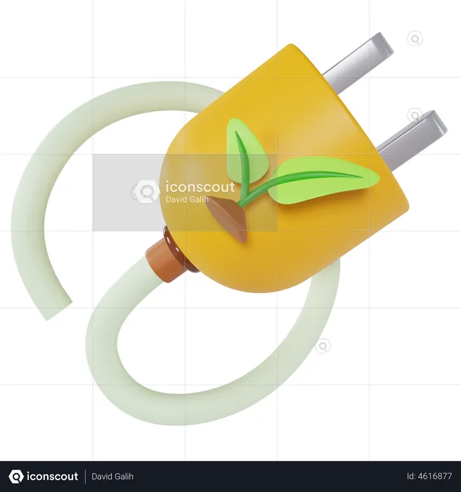 Eco Power Plug  3D Illustration
