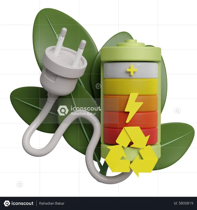 Eco Recycle Battery  3D Illustration