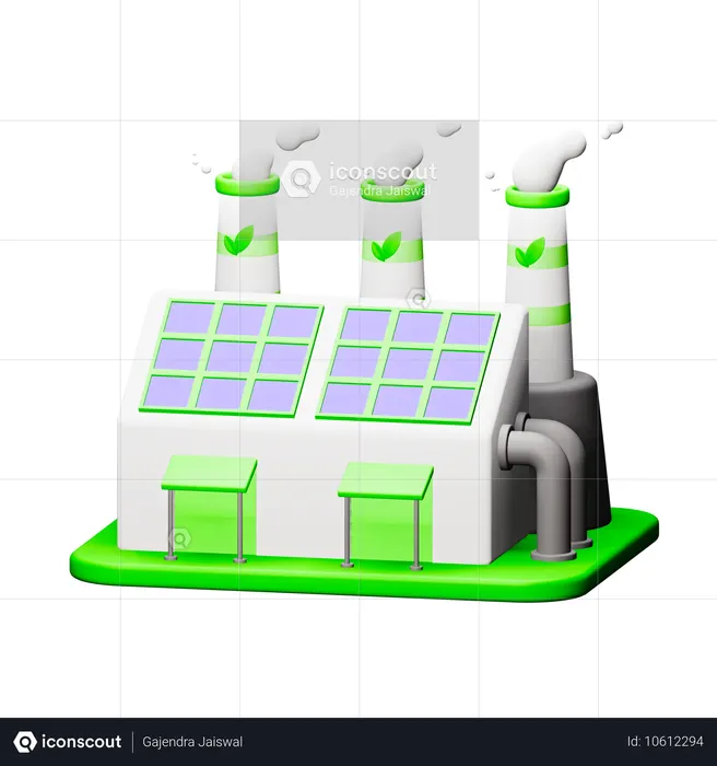 Fábrica de ecologia  3D Icon