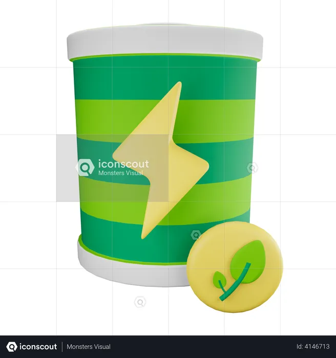 Ecological Battery  3D Illustration