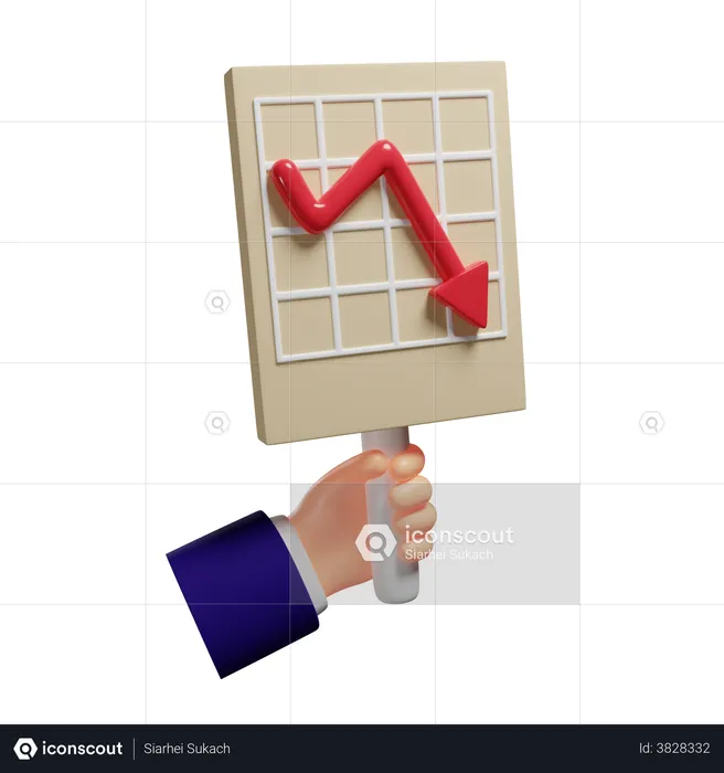 Economic fall chart banner  3D Illustration