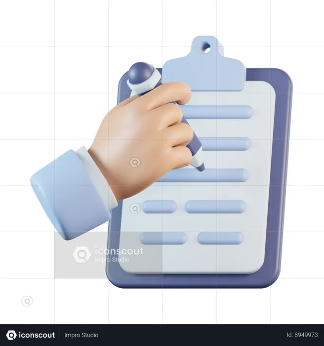 Écrire sur un geste de la main du presse-papiers  3D Icon