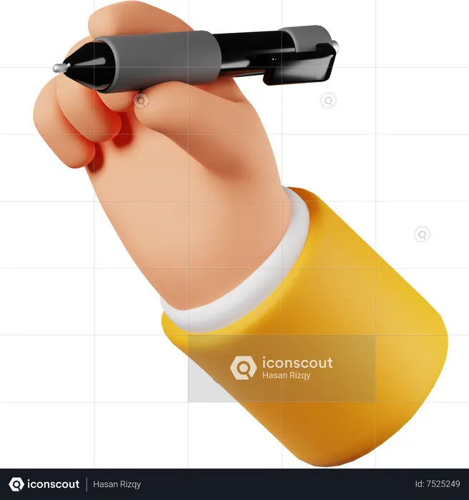 Main qui écrit avec un stylo  3D Icon