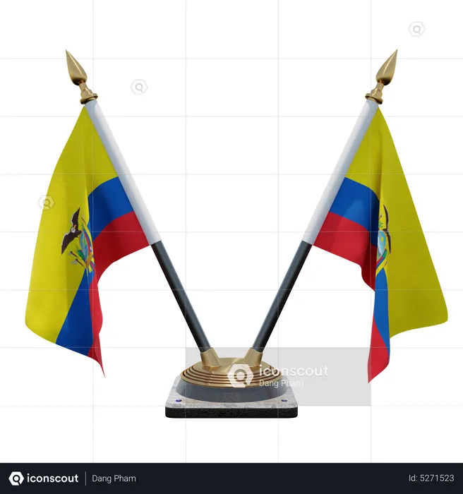 Ecuador Double (V) Desk Flag Stand Flag 3D Icon