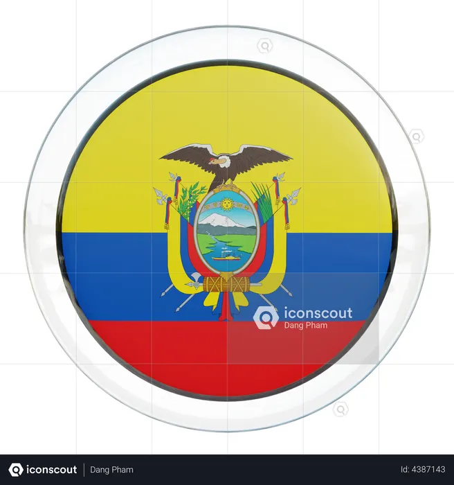 Ecuador Flag Glass Flag 3D Icon