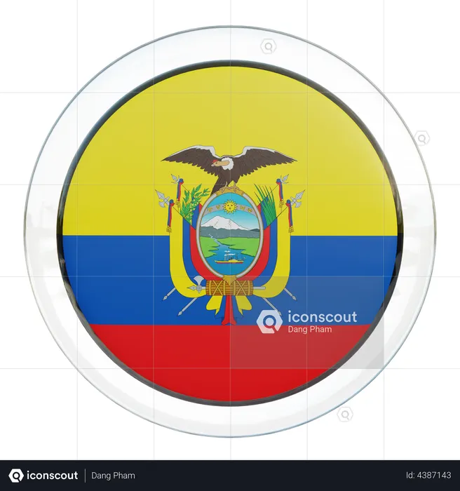 Ecuador Flag Glass Flag 3D Illustration