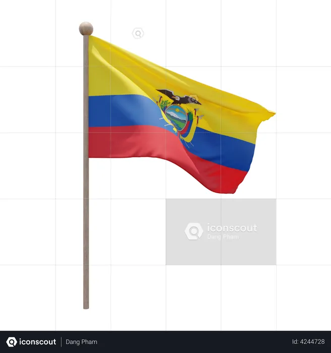 Ecuador Flagpole Flag 3D Illustration