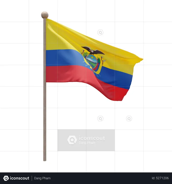 Ecuador Flagpole Flag 3D Icon