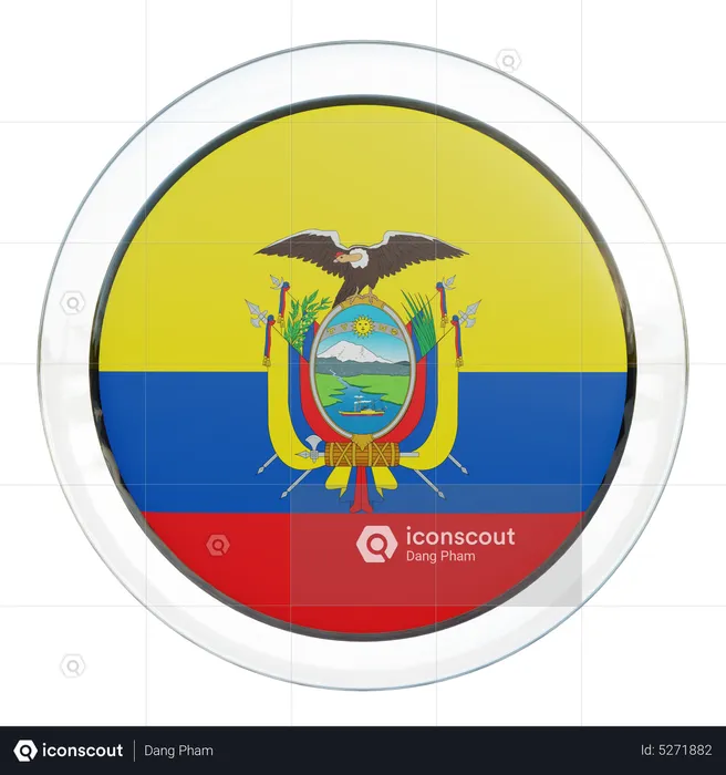 Ecuador Round Flag Flag 3D Icon