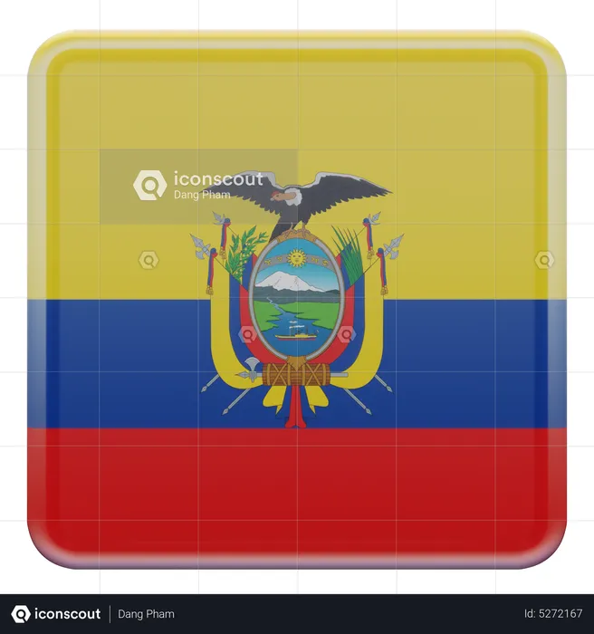 Ecuador Square Flag Flag 3D Icon