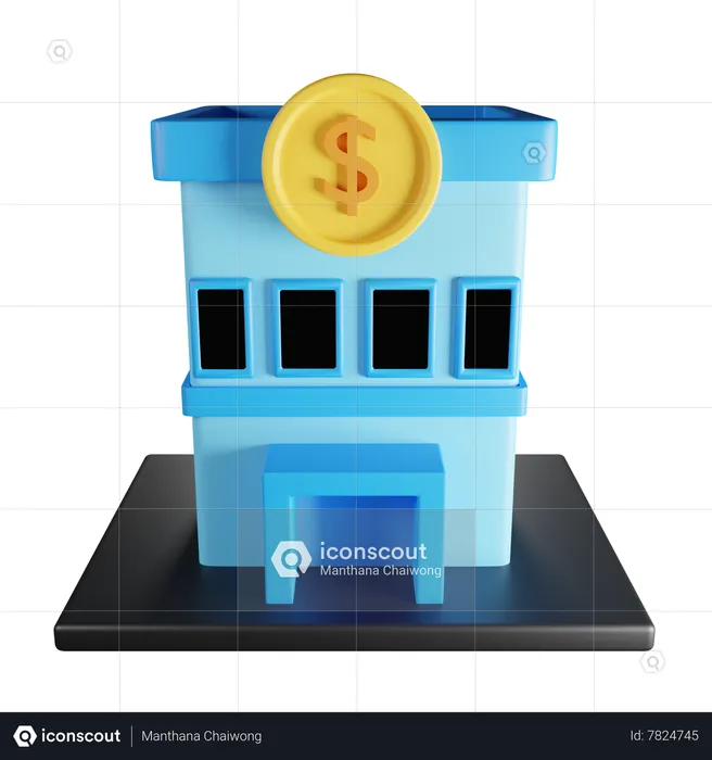 Edificio del banco  3D Icon