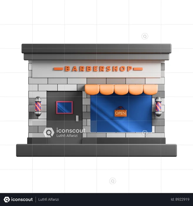 Prédio de barbearia  3D Icon