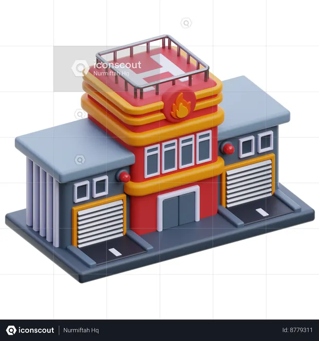 Edificio de la estación de bomberos  3D Icon