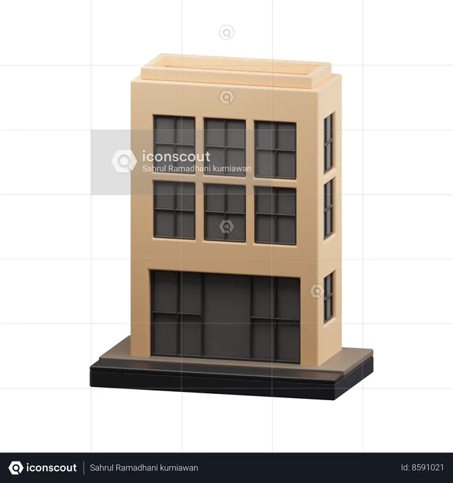 Edificio de oficinas  3D Icon