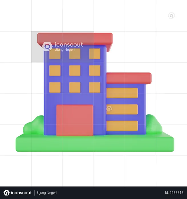 Edificio de oficinas  3D Icon