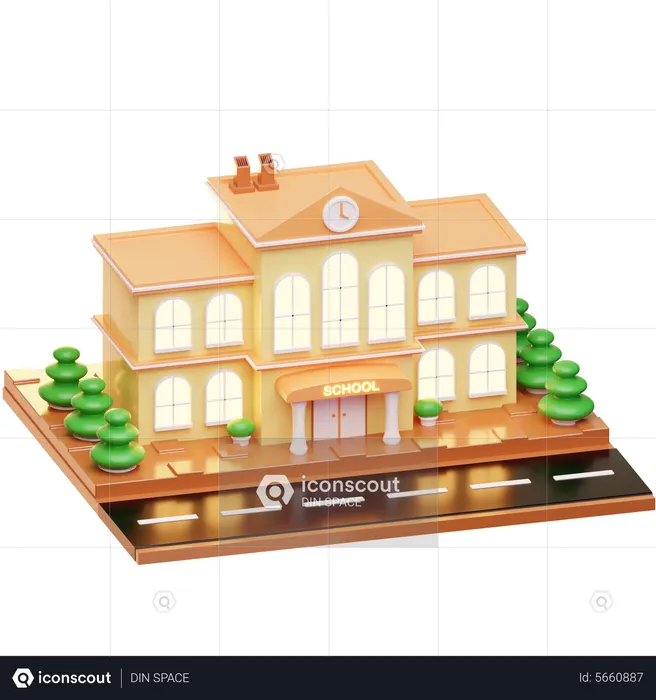 Edificio escolar  3D Illustration