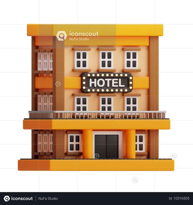 Edificio hotelero  3D Icon