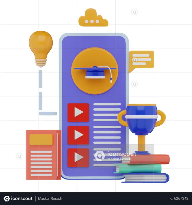 Educación en línea  3D Illustration