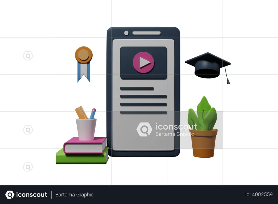 Education Application  3D Illustration