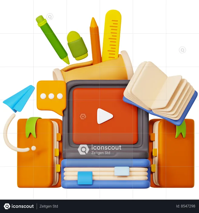 Education Video  3D Icon