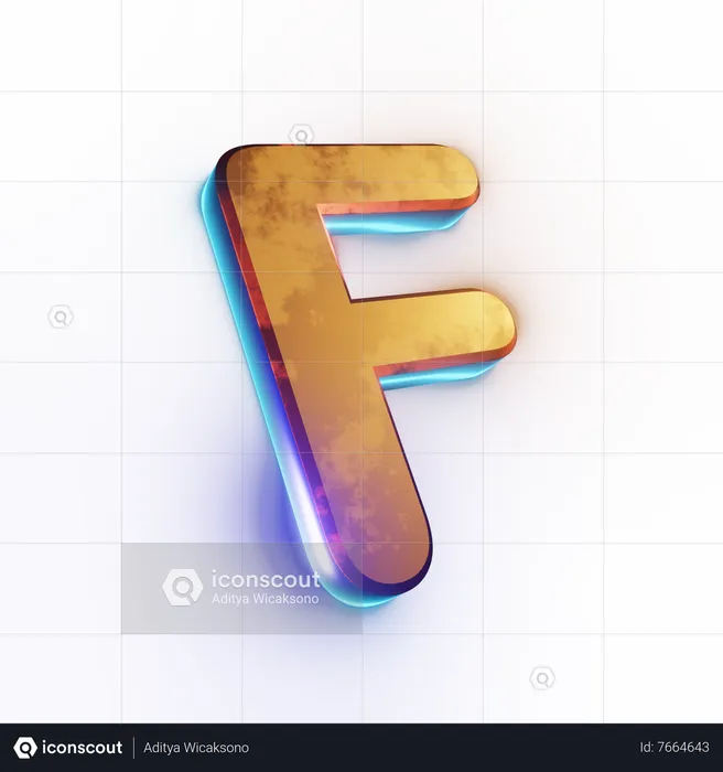 Texto con efecto de letra 'F' mayúscula  3D Icon