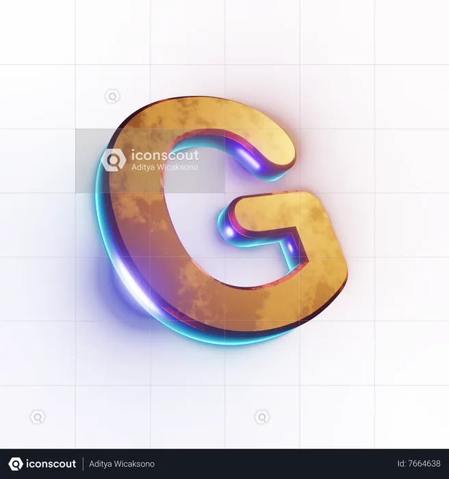 Texto con efecto de letra 'G' mayúscula  3D Icon