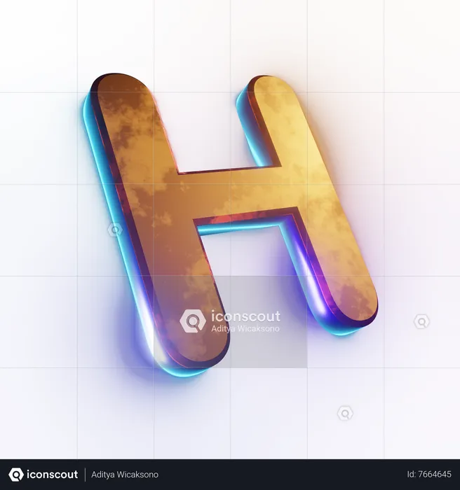 Texto con efecto de letra 'H' mayúscula  3D Icon