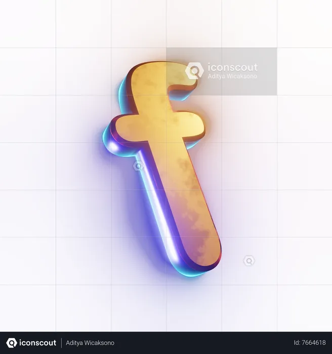 Efeito de texto com letra minúscula 'f'  3D Icon