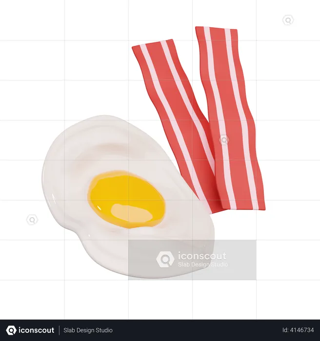 Egg And Bacon  3D Illustration
