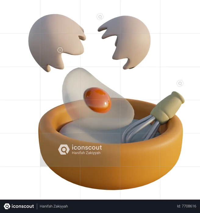 Egg and dough  3D Icon