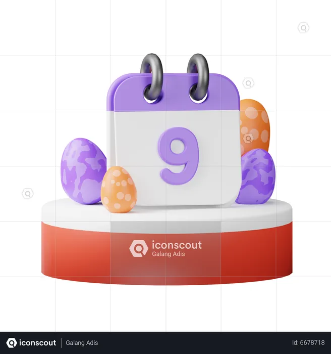 Egg Calendar Podium  3D Icon