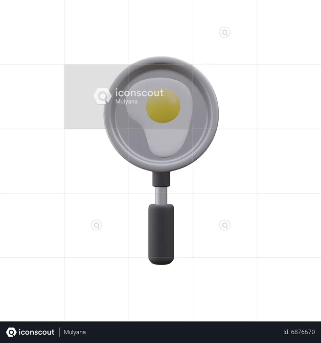 Egg On Frying Pan  3D Icon