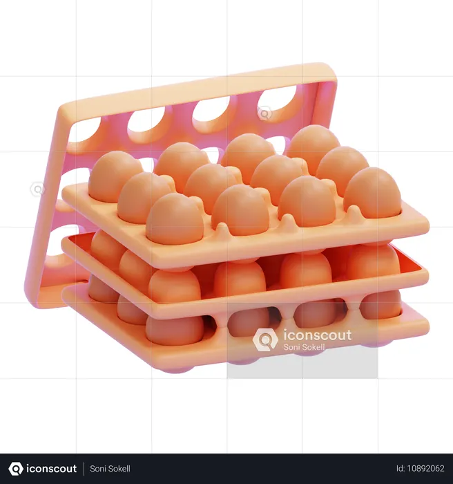 계란 트레이  3D Icon