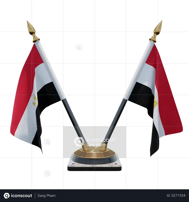 Egypt Double (V) Desk Flag Stand Flag 3D Icon