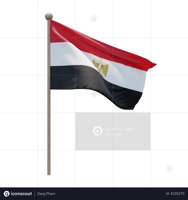 Egypt Flag Pole  3D Flag