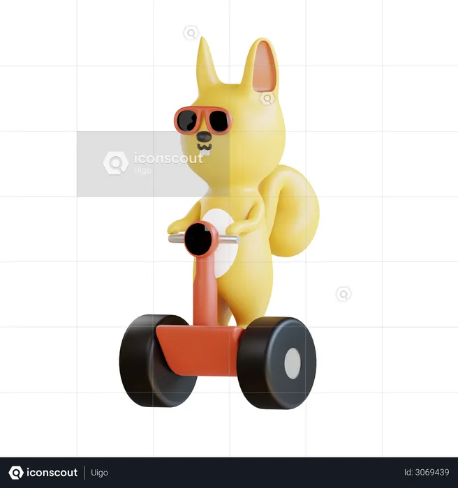 Eichhörnchen genießen Roller  3D Illustration