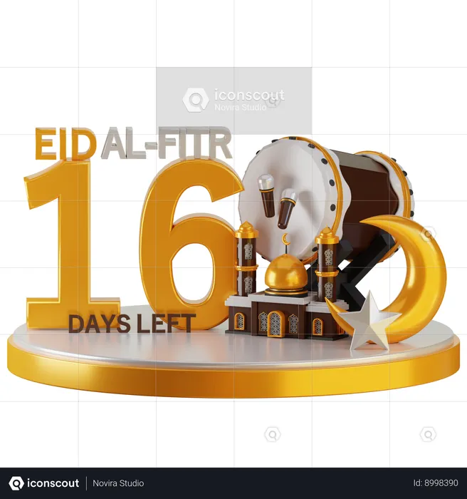 Eid al fitr faltam 16 dias  3D Illustration