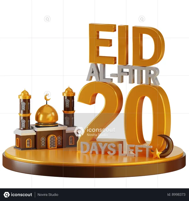 Eid Al Fitr 20 Days Left  3D Illustration