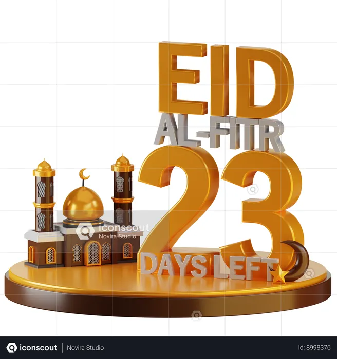 Eid Al Fitr 23 Days Left  3D Illustration