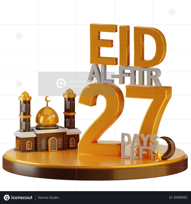 Eid al fitr faltam 27 dias  3D Illustration