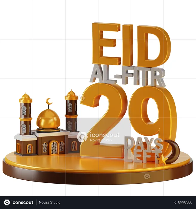 Eid al fitr il reste 29 jours  3D Illustration